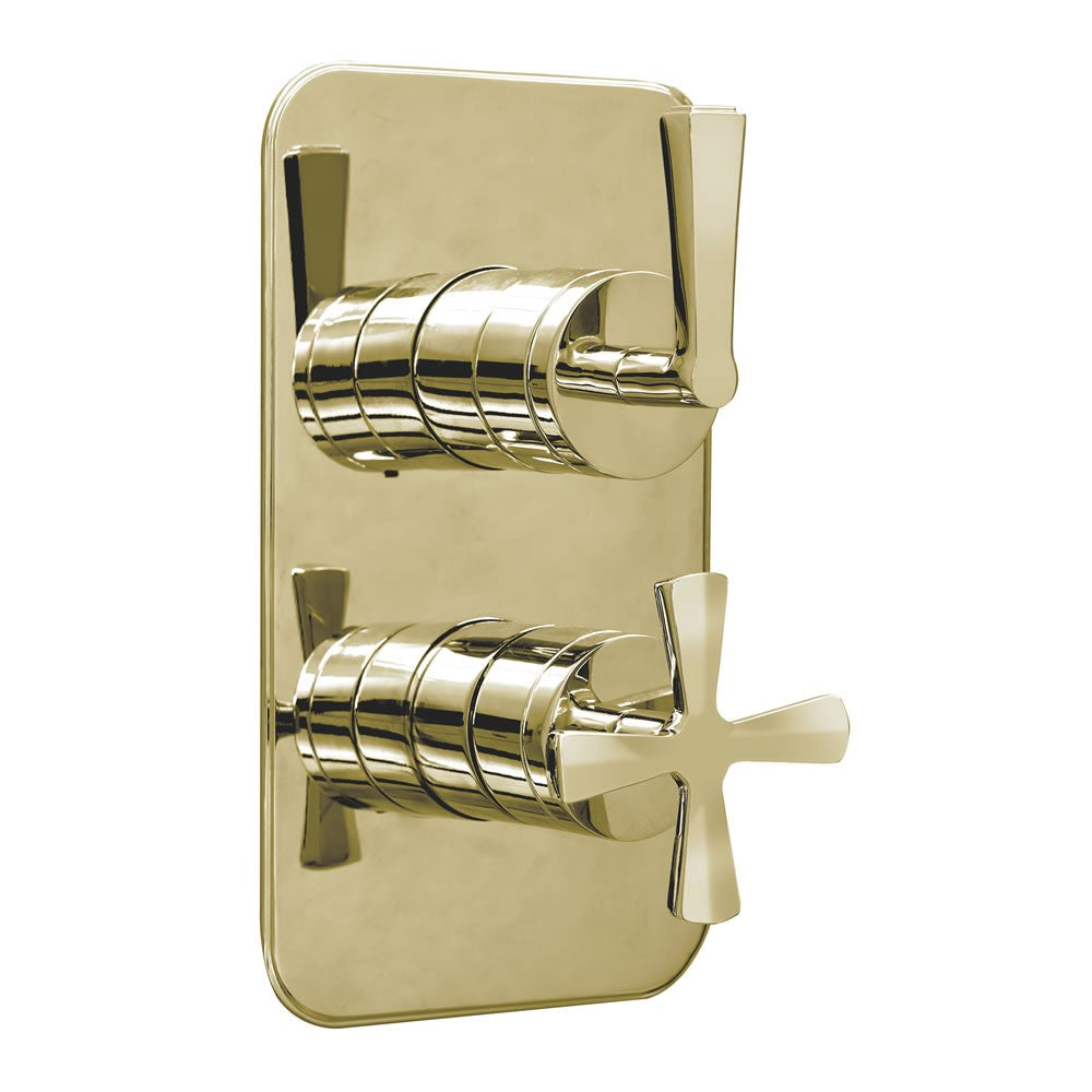 Burlington Riviera Shower Valve Face Plate & Handles for Concealed Shower Valve with Diverter 1500 - Gold - RIV3GOLD