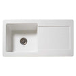 White Reginox 1 Bowl Regi-Ceramic kitchen sink with single bowl and side drainer.