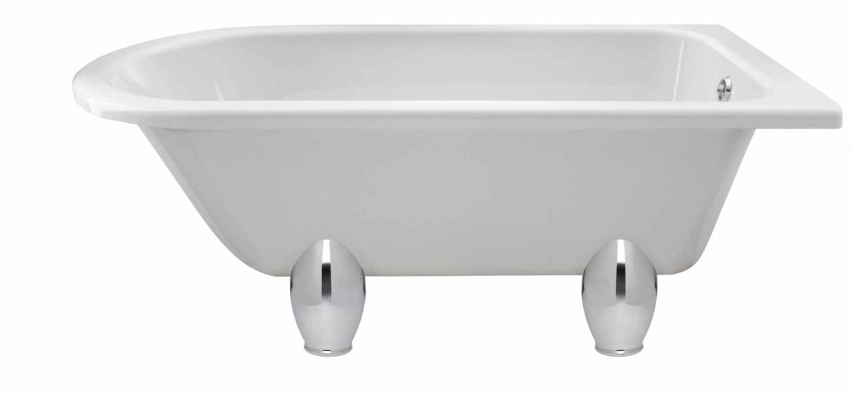Hudson Reed Winterburn white single ended rectangular freestanding bath with Deacon leg set, 1500mm x 750mm