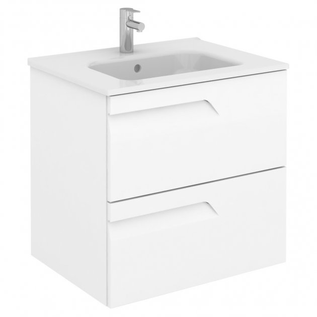 Royo Vitale Slimline 2 Drawer Wall Unit 600mm - Gloss White - RO122757