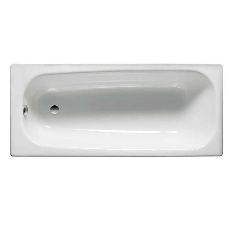 Roca Contesa Anti-Slip Single Ended Steel Bath 1600mm x 700mm - 2 Tap 