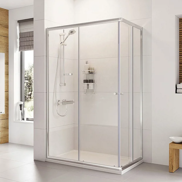 Roman Haven 760mm x 1000mm x 1900mm Offset Corner Entry Chrome Shower Enclosure - H3C7610CS