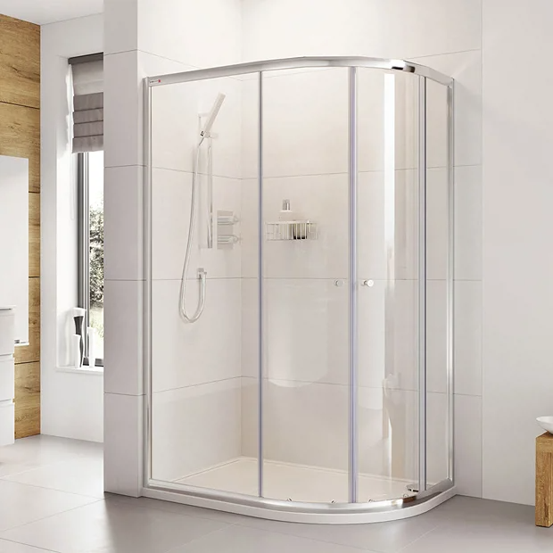 Roman Haven Two Door 800mm x 1000mm x 1900mm Offset Quadrant Chrome Shower Enclosure - H3Q810CS