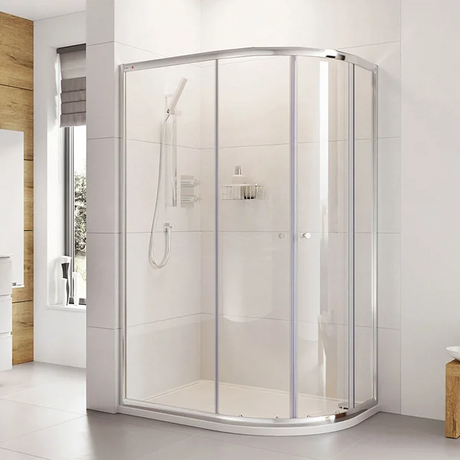 Roman Haven Two Door 800mm x 1000mm x 1900mm Offset Quadrant Chrome Shower Enclosure - H3Q810CS