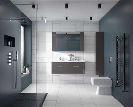 Nuie Bliss White Contemporary Back to Wall Pan - NCH106B