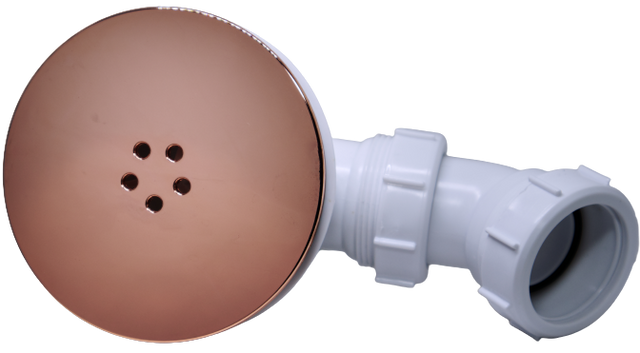 Rose gold 90mm high flow shower tray waste with removable cap for easy cleaning