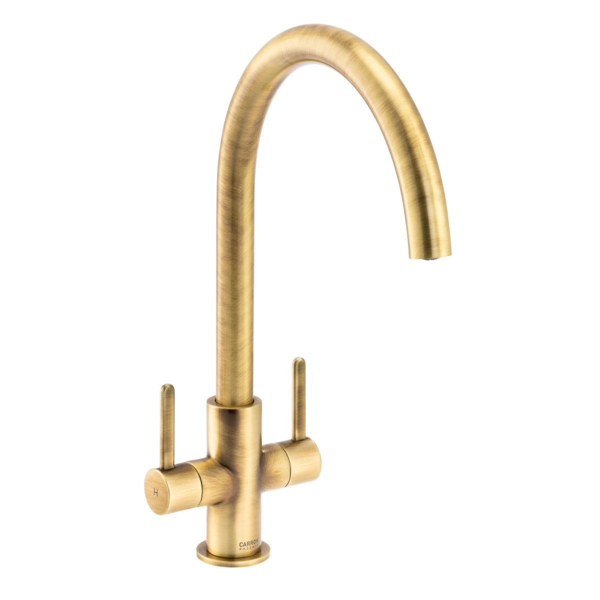 Carron Phoenix Rosolina J Spout Two Lever Kitchen Mixer Tap - Brass - 115.0689.772