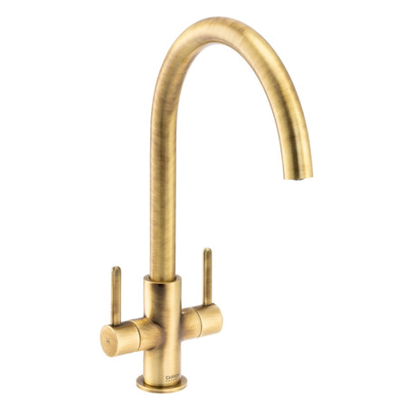 Carron Phoenix Rosolina J Spout Two Lever Kitchen Mixer Tap - Brass - 115.0689.772