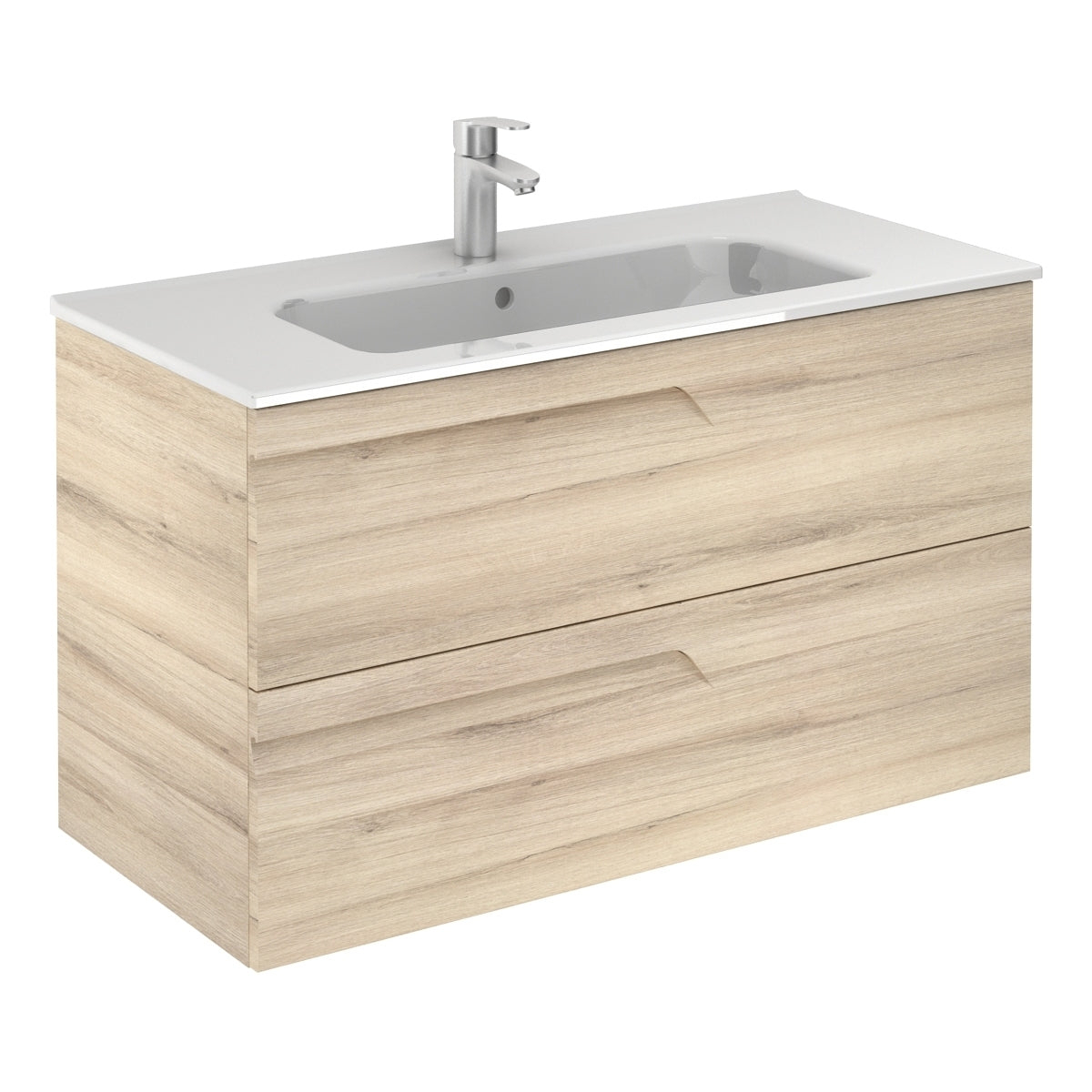 Royo Vitale 2 Drawer Wall Unit 1000mm - Light Oak - RO125217
