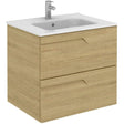 Royo Vitale Slimline 2 Drawer Wall Unit 600mm - Light Oak - RO125225