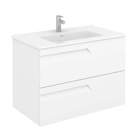 Royo Vitale Slimline 2 Drawer Wall Unit 800mm - Gloss White - RO122761