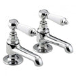 Bristan Renaissance Traditional Basin Taps chrome plated with white handles for classic bathroom style