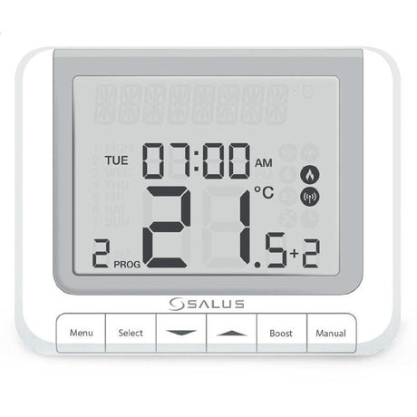 Salus Programmable Room RF Thermostat RT520RF with large LCD display and wireless heating control features