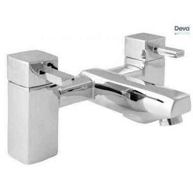 Deva Rubic Pillar chrome bath filler tap with modern dual-handle design
