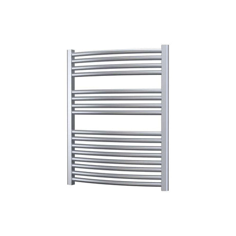 Radox Premier curved white heated towel rail 800mm high by 600mm wide for modern bathrooms