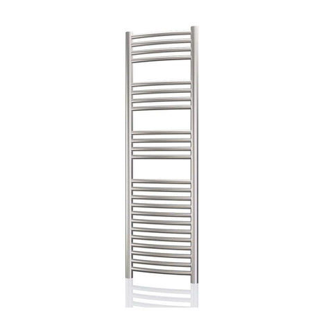 Radox Premier XL stainless steel curved heated towel rail 1200mm x 600mm