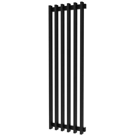 Radox Saber 1800mm H matt black designer heated towel rail with vertical bars for modern bathrooms
