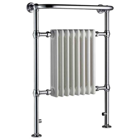 Radox Taurus 965mm H chrome and white heated towel rail radiator for modern bathrooms