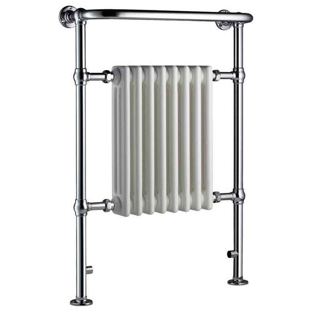 Radox Taurus 965mm H chrome and white heated towel rail radiator for modern bathrooms