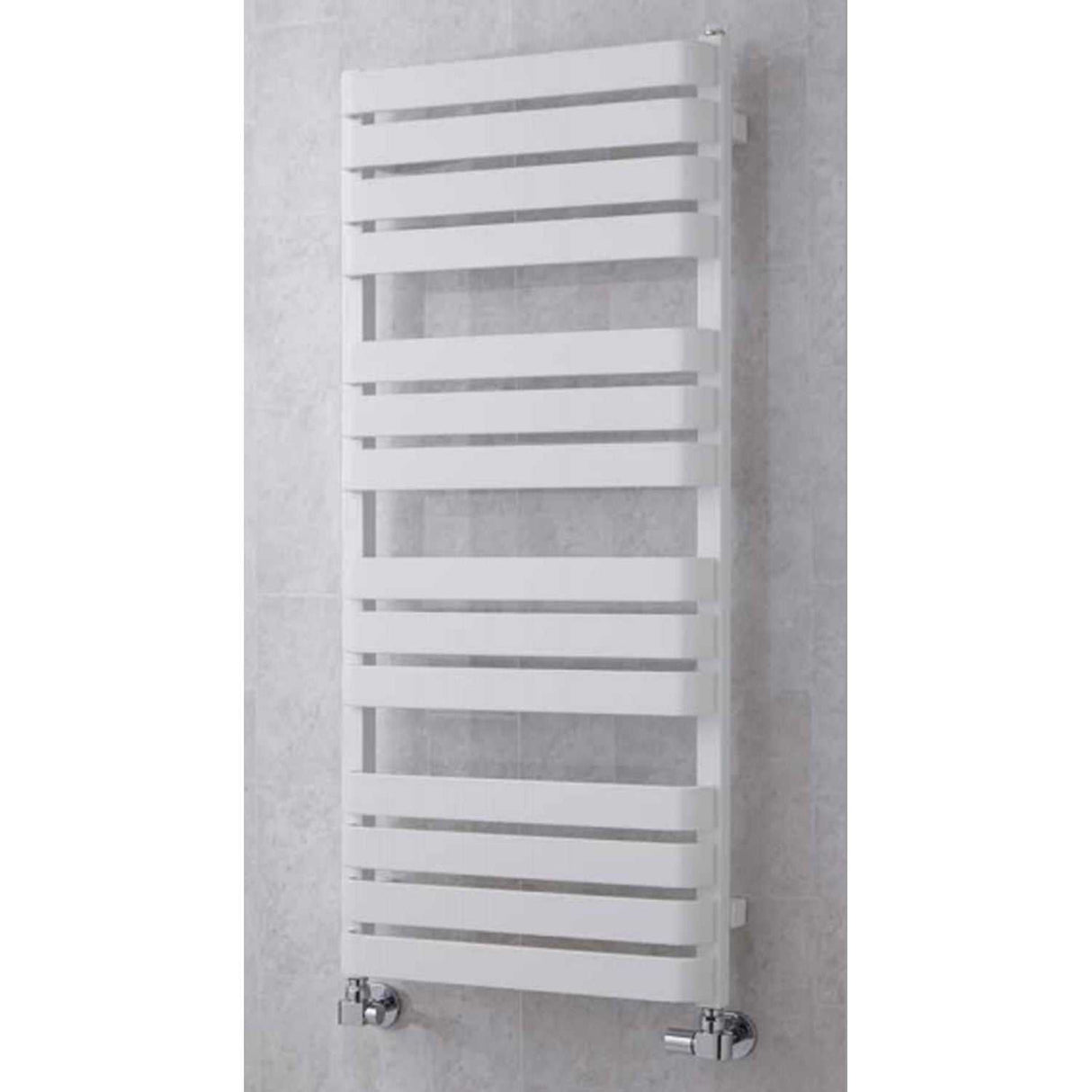 Supplies4Heat Milton 1110mm Height x 500mm Width White Flat Panel Heated Towel Rail - MILT115014W