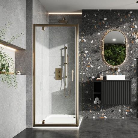 Scudo S6 800mm Side Panel - Brushed Brass - S6-BBGLASS027