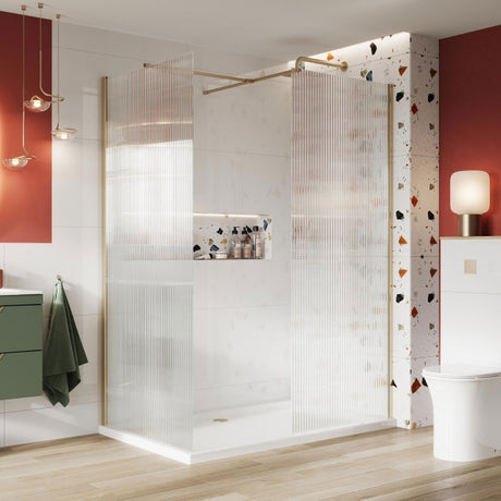 Scudo S8 8mm Fluted Glass 700mm Wetroom Panel Exc Profile - S8-FLUTE700