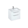 Britton Shoreditch wall hung matt white vanity unit with two drawers and integrated basin