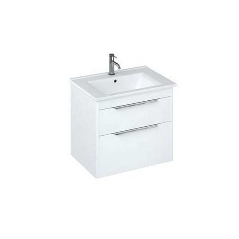 Britton Shoreditch wall hung matt white vanity unit with two drawers and integrated basin