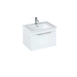 Britton Shoreditch matt white wall hung vanity unit with single drawer and integrated basin