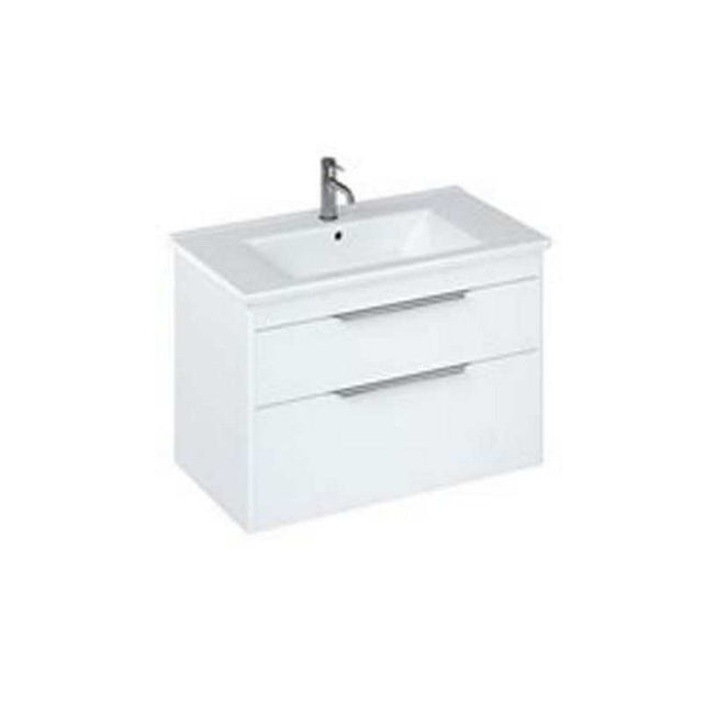 Britton Shoreditch white matt wall hung vanity unit with two drawers and integrated basin