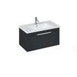 Britton Shoreditch wall hung matt grey bathroom vanity unit with single drawer and white basin