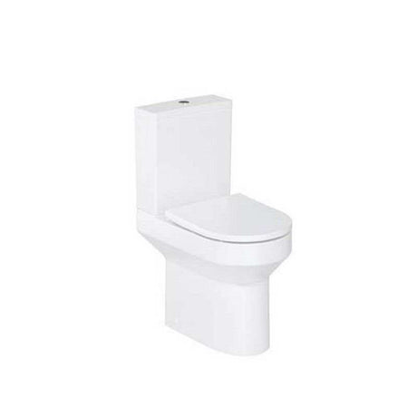 Britton Shoreditch round rimless white close coupled toilet pan with soft close seat