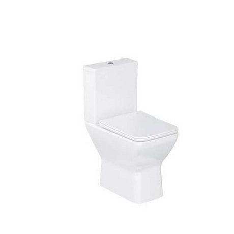 Britton Shoreditch Square white rimless close coupled toilet pan with soft close seat
