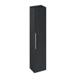 Britton Shoreditch tall wall-mounted bathroom storage unit in matt grey with chrome handle