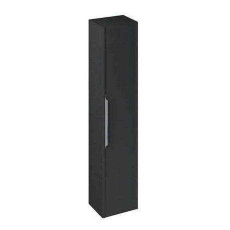 Britton Shoreditch tall wall-mounted bathroom storage unit in matt grey with chrome handle