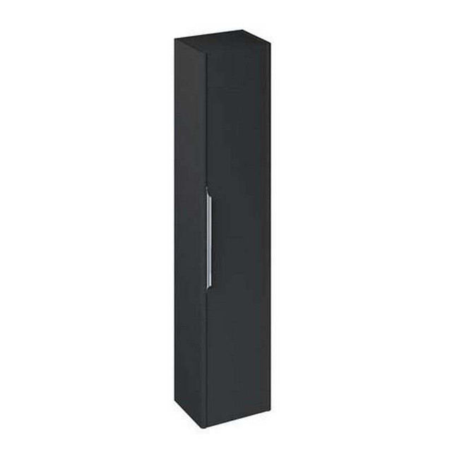 Britton Shoreditch tall wall-mounted bathroom storage unit in matt grey with chrome handle