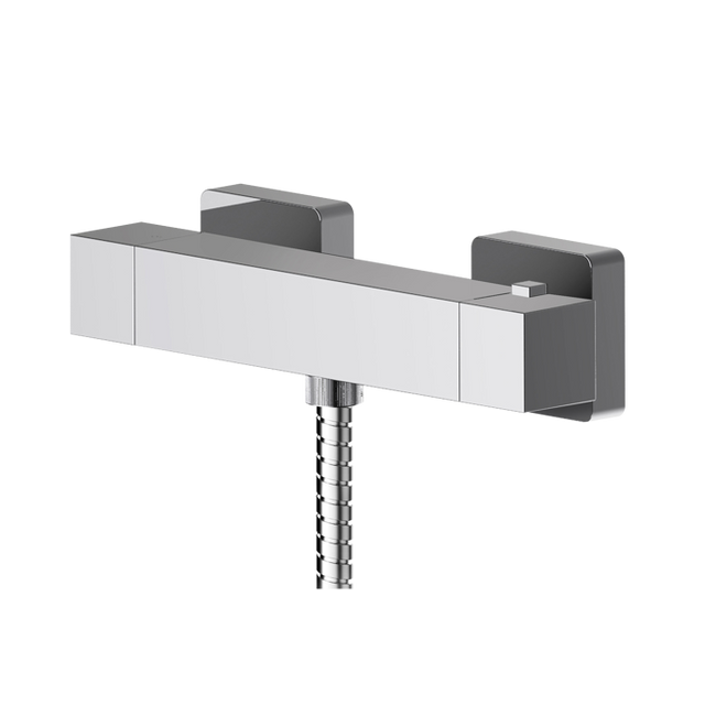 Nuie Sanford Bottom Outlet square thermostatic bar shower valve in chrome finish with modern design and durable construction
