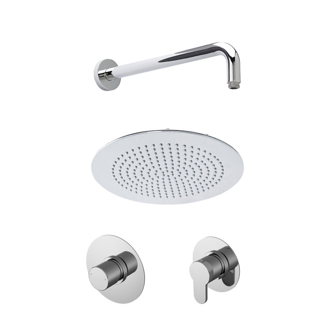 Nuie Arvan Thermostatic fixed head shower with concealed mixer and stop tap in chrome finish