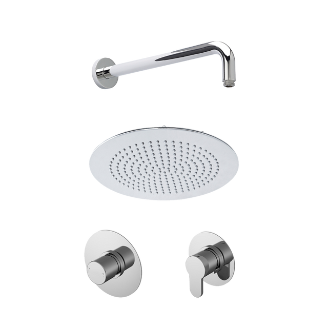 Nuie Arvan Thermostatic fixed head shower with concealed mixer and stop tap in chrome finish