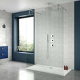 Modern bathroom with Nuie Arvan thermostatic concealed mixer shower featuring fixed head, handheld shower, and stop taps in minimalist design