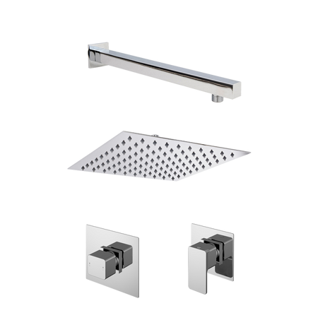 Nuie Windon Mixer Shower with thermostatic concealed fixed square shower head and stop tap in chrome finish
