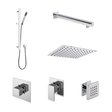 Nuie Windon Thermostatic concealed mixer shower kit with fixed head, body jet, stop tap, and handheld shower in chrome finish