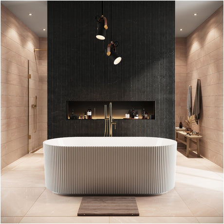 Scudo Labyrinth Fluted Freestanding Bath 1700x800x600mm - White - BATH-002