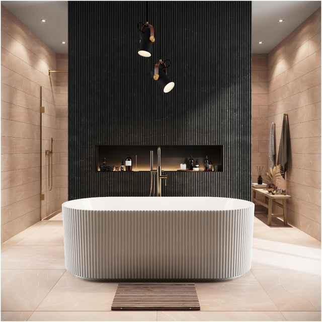 Scudo Labyrinth Fluted Freestanding Bath 1700x800x600mm - White - BATH-002