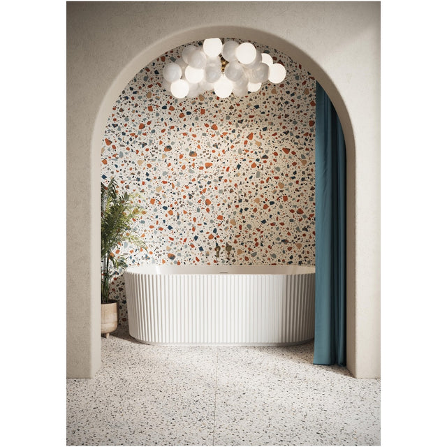 Scudo Labyrinth Fluted Back To Wall Bath 1700x800x600mm - White - BATH-003