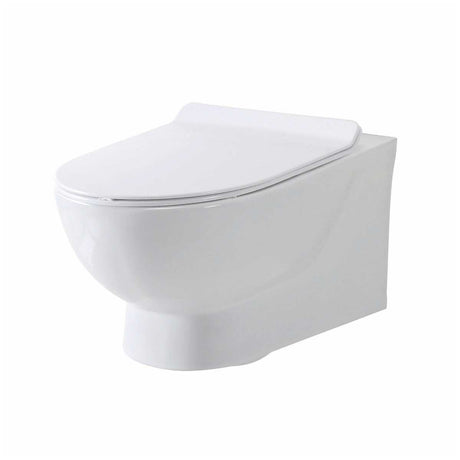 Scudo Belini rimless white wall hung ceramic WC pan with comfort-height seat