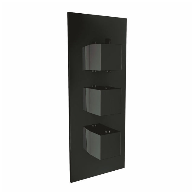 Scudo Triple Square Handle 2 Outlet Concealed Shower Valve - Black - BLACK002ORBL