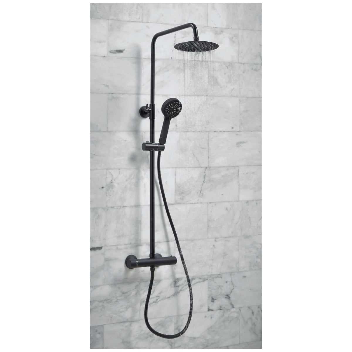 Scudo Middleton Round Rigid Riser Shower - Black - BLACK010ORB