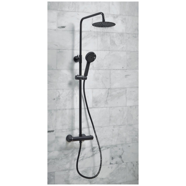 Scudo Middleton Round Rigid Riser Shower - Black - BLACK010ORB