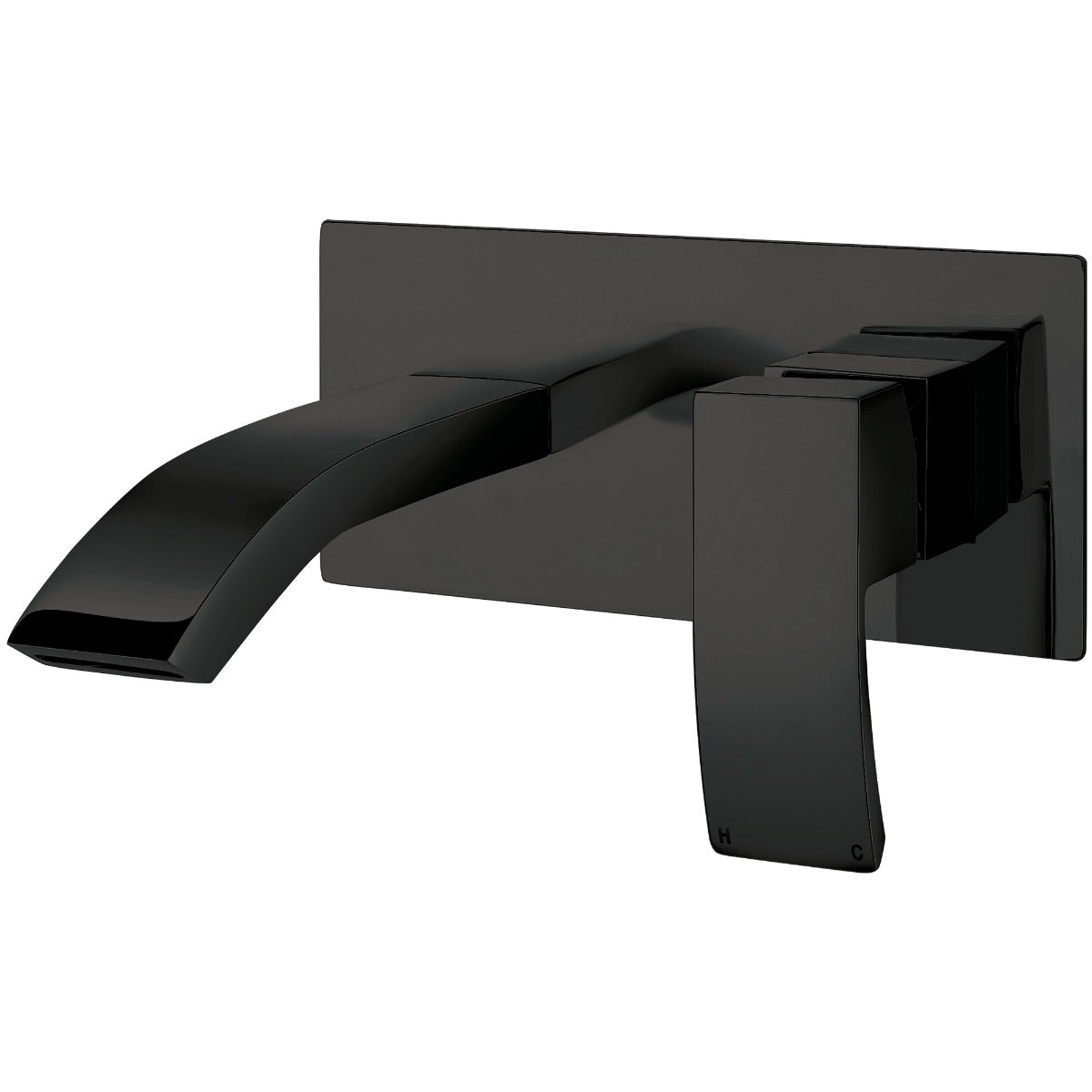 Scudo Descent Wall Mounted Basin Mixer Tap - Matt Black - BLACK253ORBL